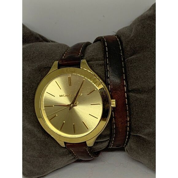 Michael Kors MK2256 Women's Brown Leather Analog Dial Quartz Wrist Watch GE165 - Picture 2 of 11